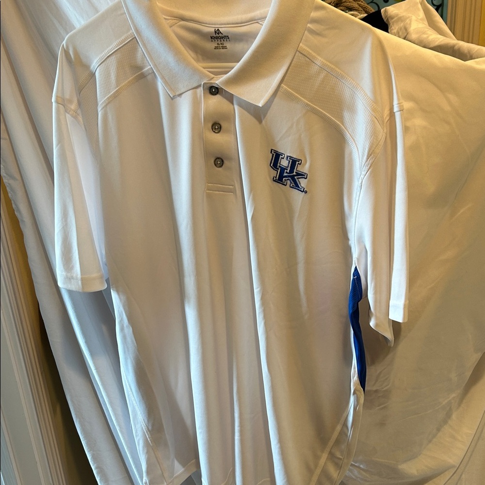 UK White Polo Shirt with Blue Logo